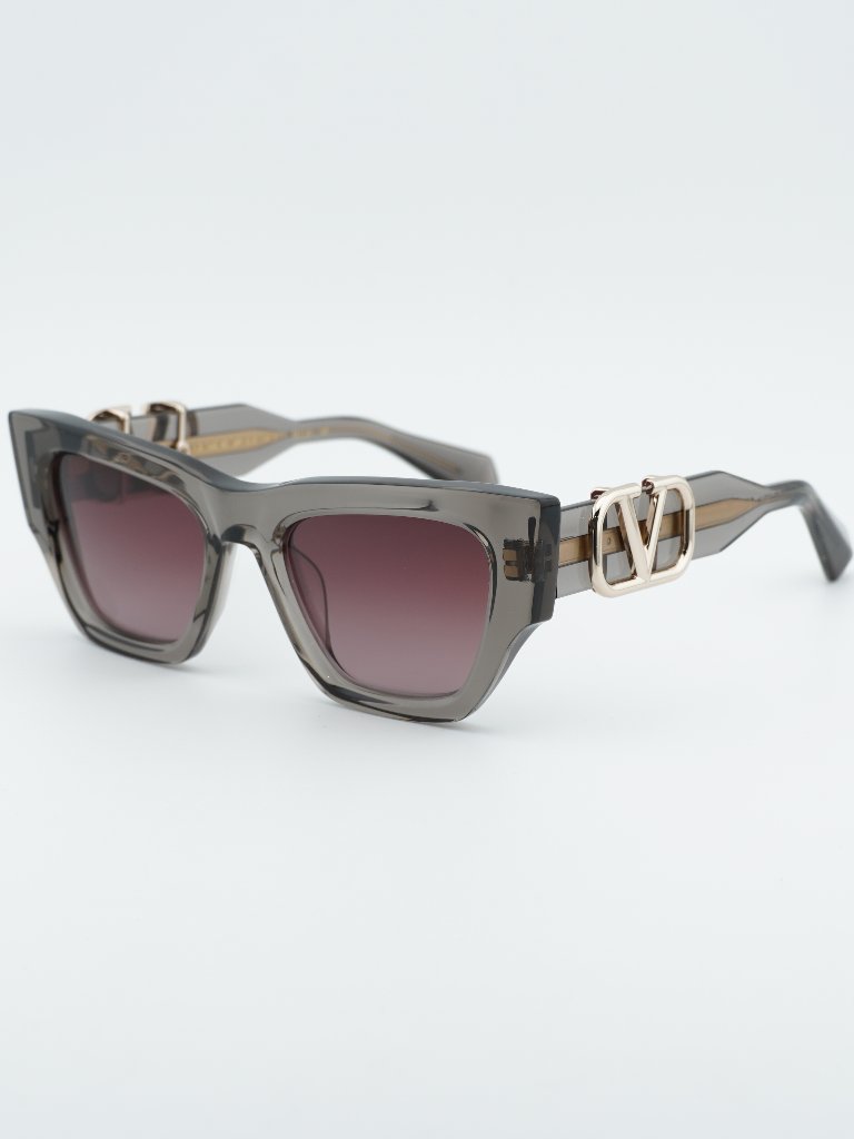 Valentino V-Sette Vls-166c Sunglasses Grey Square Frame, Rose Gradient Lenses
